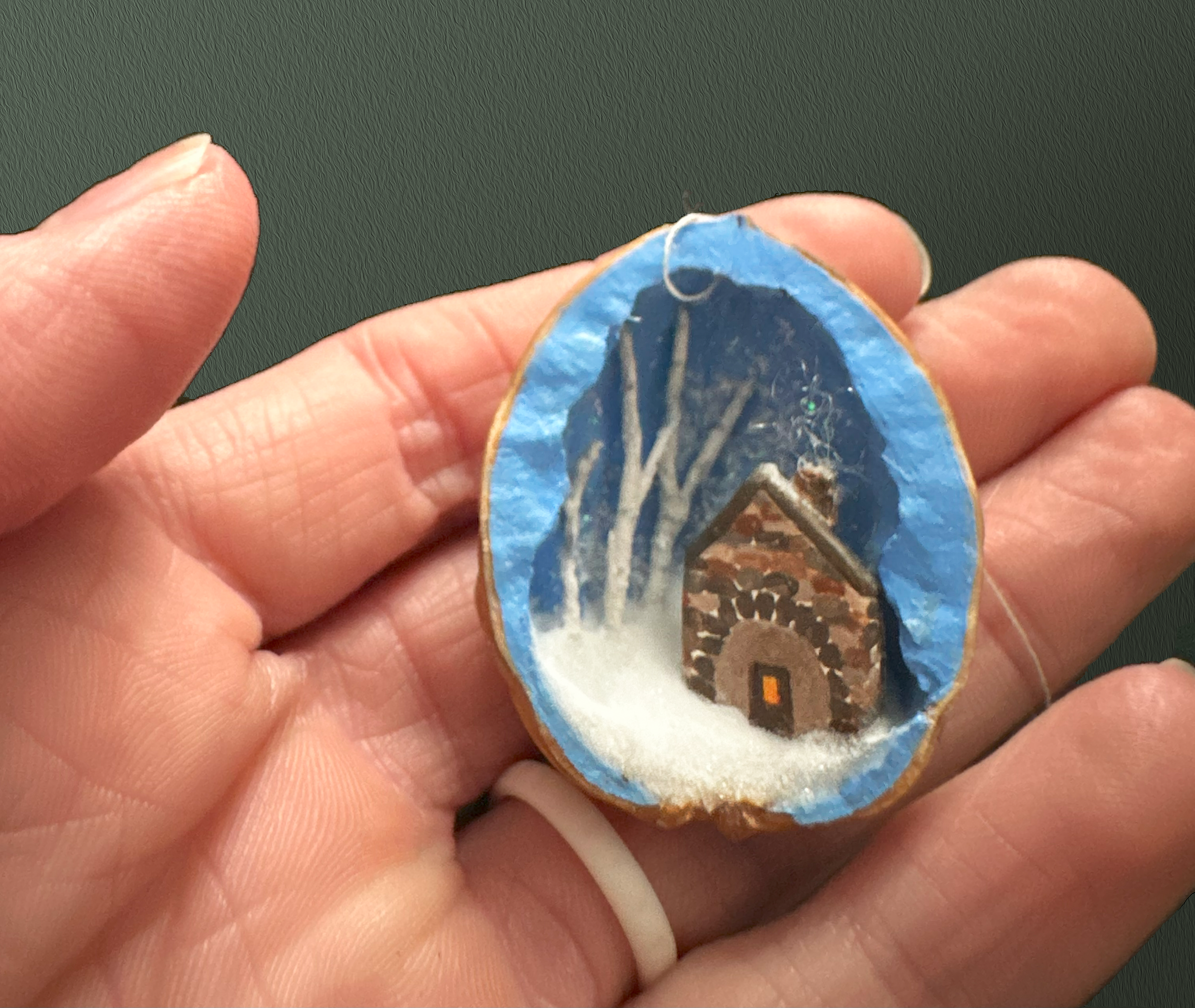 Stone Cabin Walnut - Clay Sculpture Mixed Media